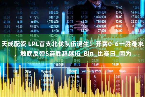天成配资 LPL首支北伐队伍诞生！开赛0-6一胜难求，触底反弹5连胜超越IG_Bin_比赛日_因为